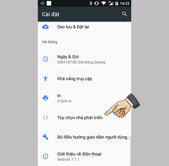 Vào cài đặt